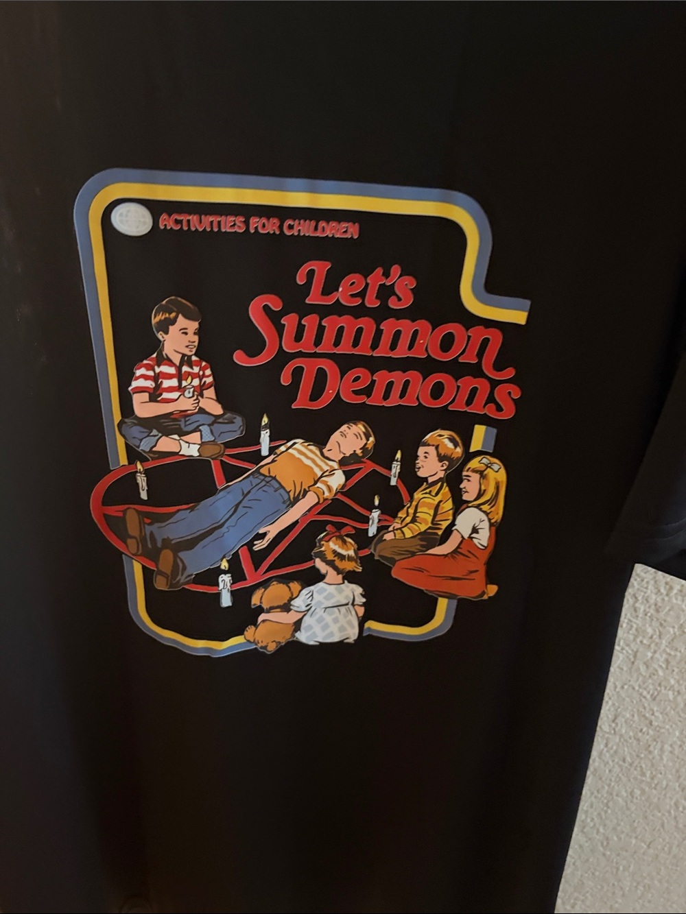 Steve Rhodes type ”Let’s Summon Demons”Graphic Short Sleeve Tee - Black
